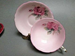 Pink Paragon Double Warrant Single Cabbage Rose Wide Mouth Cup & Saucer A7814