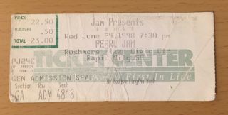 1998 Pearl Jam Rapid City South Dakota Concert Ticket Stub Eddie Vedder Ten