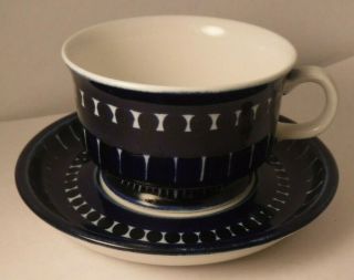 Arabia Finland Valencia Ulla Procope Footed Espresso Cup & Saucer Hand Painted