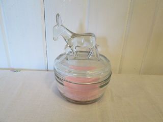 Vintage Jeanette Glass Donkey Powder Candy Jar Dish Clear 1940s Democrat