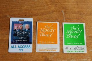 Moody Blues - 3 X Backstage Pass - One Laminated - Postage
