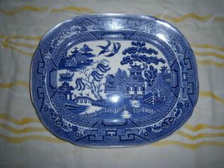Antique Allertons Blue Willow China Platter 11 - 1/4 " Dish Blue White