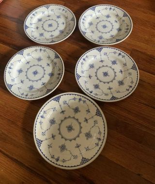 Vintage Furnivals Denmark Dinner Plates Blue White Made In England 5