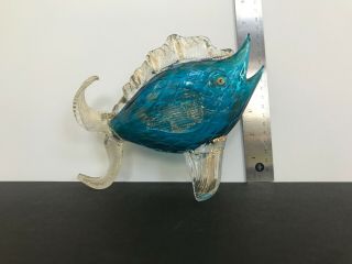 Rare Murano Adventurine Sommerso Glass Hand Blown Open Mouth Fish Figurine 7: "
