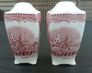 Johnson Bros England Old Britain Castles Pink Salt And Pepper Shakers 2