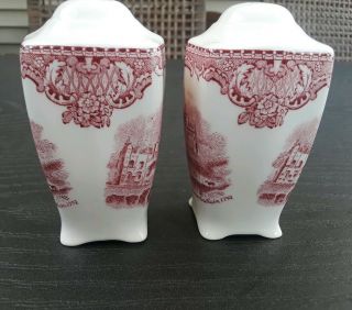 Johnson Bros England Old Britain Castles Pink Salt And Pepper Shakers 4