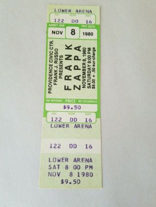 Frank Zappa 1980 Vintage Concert Ticket Providence Civic Center