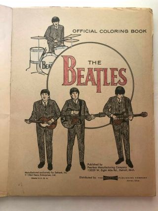 Vintage 1964 THE BEATLES Official Coloring Book w/ Actual B&W Photographs 3