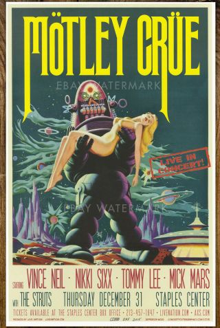 Motley Crue Los Angeles Final Show Concert Poster 11 " X 17 " Signed By Artist