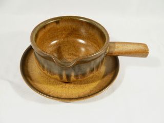 Denby Langley Romany Stoneware Pottery Sauce Bowl Gravy Boat Dish & Under Plate