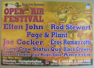 Page & Plant Black Crowes Dream Theater German Festival Concert Tour Poster 1995