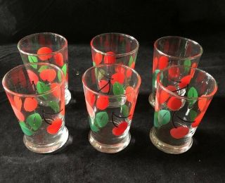 Vtg Libbys Cherry Juice Glasses Set Of 6