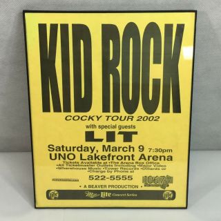Kid Rock Cocky Tour 2002 Promo Concert Flyer Framed Lit Orleans 14 X 11