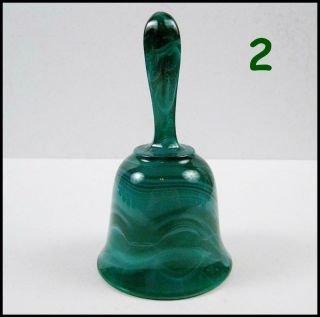 Vintage Imperial Slag Glass Bell Emerald Green White End Of Day Glossy Finish 2