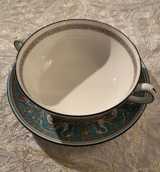 Wedgwood Florentine Turquoise Cream Soup / Bouillon Cup Bowl (s) W 2614