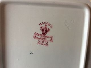 Masons Vista Pink/Red Transferware Handled Cake Plate 6