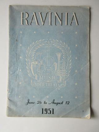 Ravinia Music Under The Stars 1951 Program Booklet Chicago Il