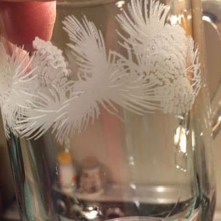 Frosted Pine Boughs Set Of Bowl And Pedestal Mug Clear Glass Set Of Two 5