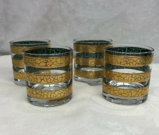Culver 22k Gold Band Whiskey Neat Glasses Signed Set Of 4