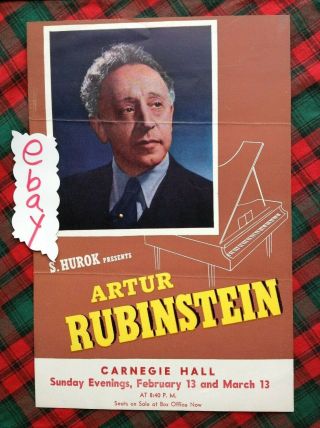 Circa 1948 Artur Rubinstein Carnegie Hall Flyer York City Box D Handbill