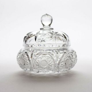 Vintage Clear Cut Crystal Candy Dish With Lid