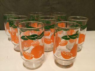 Set/8 Vintage Tapered Orange Juice Glasses Anchor Hocking Ex Retro