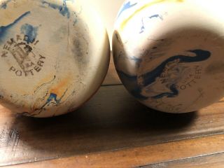 Vintage Set Of Nemadji Pottery Hand Made Native Pueblo Clay Swirl Vases Stamped 2