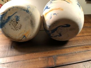 Vintage Set Of Nemadji Pottery Hand Made Native Pueblo Clay Swirl Vases Stamped 3