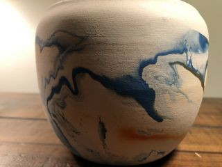 Vintage Set Of Nemadji Pottery Hand Made Native Pueblo Clay Swirl Vases Stamped 8