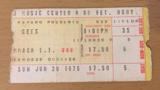 1975 The Bee Gees Commack Long Island Concert Ticket Stub Saturday Night Fever