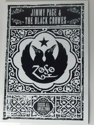 Jimmy Page & Black Crowes Excess All Areas 2000 Tourbook Rare Ex
