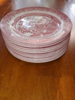Set of 12 Churchill Willow Rosa Pink Red 10 