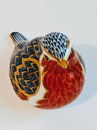 Royal Crown Derby English Bone China Imari Robin Bird Gold,  Blue,  And Red Design