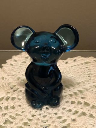 Fenton Art Glass Indigo Blue Mouse Made For National Fenton Glass Society 2007