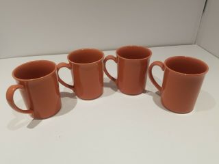 Set Of 4 Corning Ware Corelle Coral Pink Salmon Coffee Cups Mugs