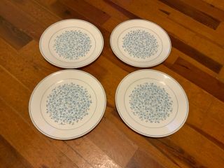 Set Of 4 Corelle Dinner Plates Blue Heather Flowers 10 1/4”