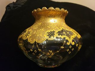 Spectacular Victorian Era Bohemian Glass Enamel & Gold Decorated Vase