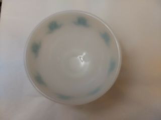 Vintage Fire King Milk Glass Bowl Blue Tulips Sealtest Cottage Cheese 4