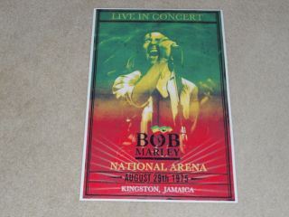 Large Bob Marley 1975 Kingston,  Jamaica Concert Poster,  19 " X13 " Rare