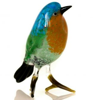 Bird Blue Green,  Figurine,  Blown Glass " Murano " Art Ornament.  Made In Russia
