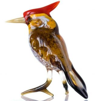 Bird Red,  Figurine,  Blown Glass " Murano " Art Ornament.  Made In Russia.  Cardinal