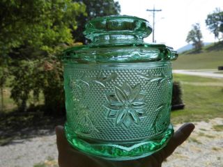 Vintage Tiara By Indiana Glass Small Canister Sandwich Chantilly Green 5 3/4 "