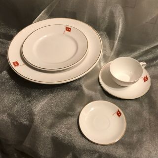 Vintage Korean Military Ironstone Dinner Place Setting By Couple Peacock