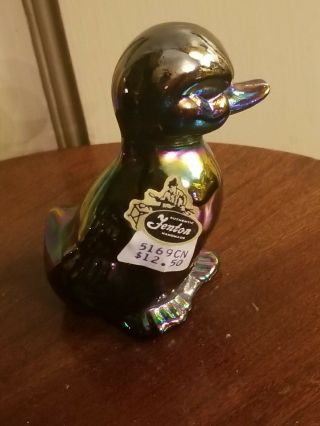 Fenton Carnival Glass 5169 Amethyst Duck With Label