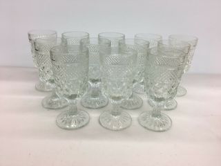 Anchor Hocking " Wexford " 6 - 5/8 " Water / Wine Goblets - Diamond Cut Set Of 12