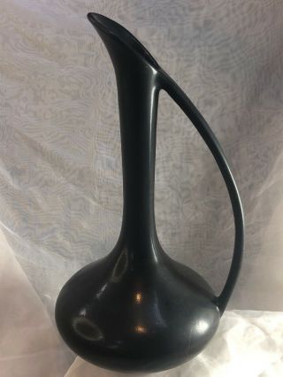 Vintage Mid - Century Modern Van Briggle Ewer Pitcher Vase Art Pottery Matte Black