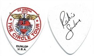 Bon Jovi Richie Sambora 2010 O2 Arena Circle Uk Tour Signature Band Guitar Pick