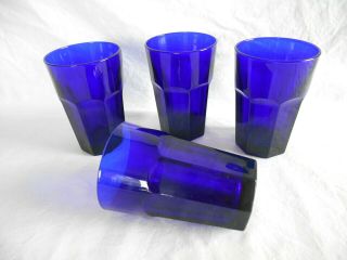 4 Libbey Duratuff Cobalt Blue 12 Oz.  Gibralter 5 " Highball Tumblers -