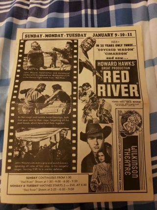 1948 Movie Flyer John Wayne,  Red River,  Howard Hawkes,  Monty Clift
