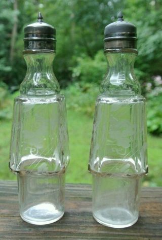 Antique Castor Cruet Condiment Cruet Matching Shaker Bottles